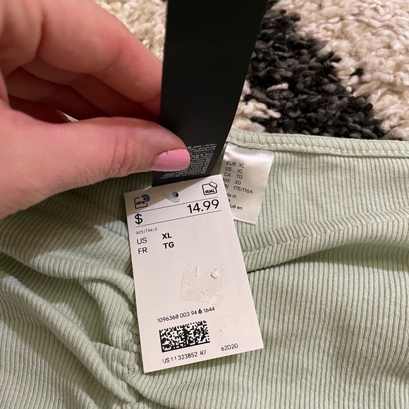 NWT H&M Divided Ruched Off-the-Shoulder Crop Top in Mint Green - XL‎ - Picture 7 of 11